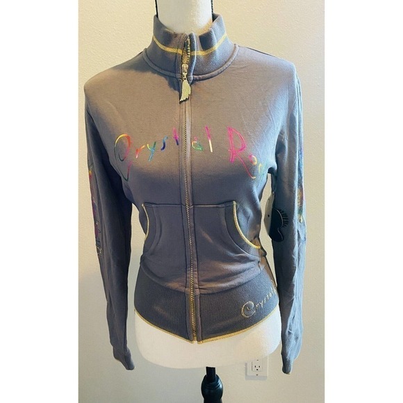 CRYSTAL Rock Christian Audigier Jacket Gray Size M NWT Super Cute - Picture 1 of 8